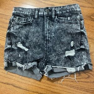 Acid washed denim shorts